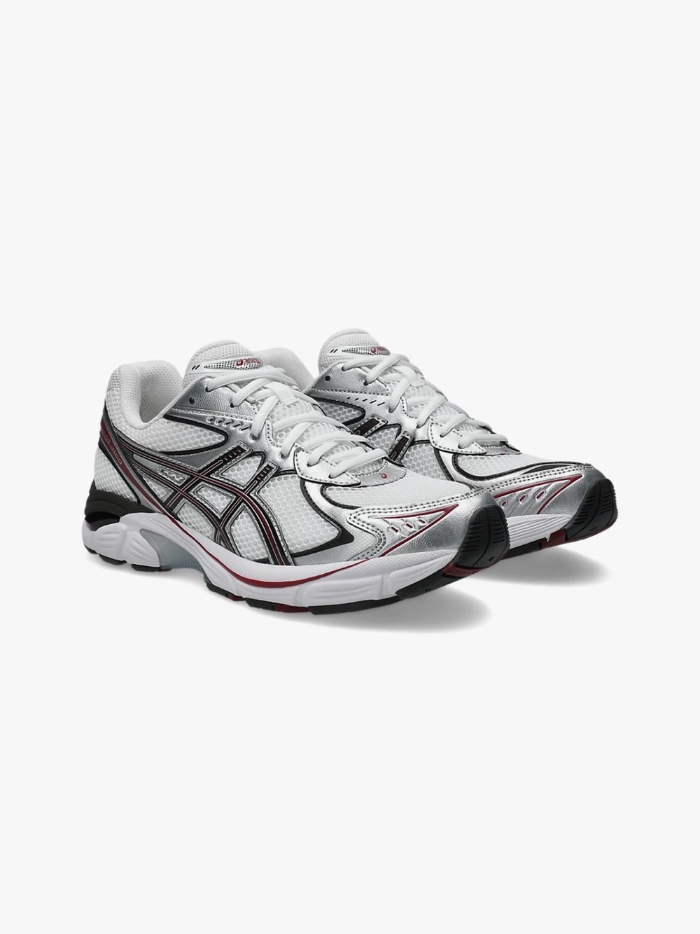 ASICS White Running Sneakers with Black & Burgundy Accents